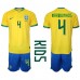 Brasilien Marquinhos #4 Barnkläder Hemma matchtröja till baby VM 2022 Kortärmad (+ Korta byxor) Billigt